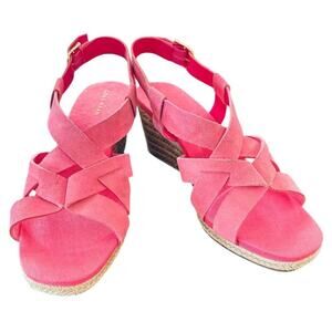 Cole Haan Women's Pink Suede Wedge Espadrille Sandals Size 8
